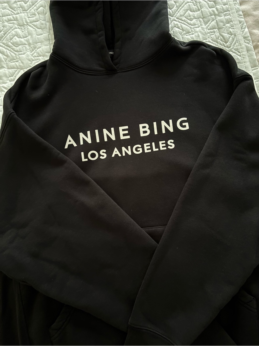 BRAND NEW NO TAGS Anine Bing Black Los Angeles Logo Hoodie